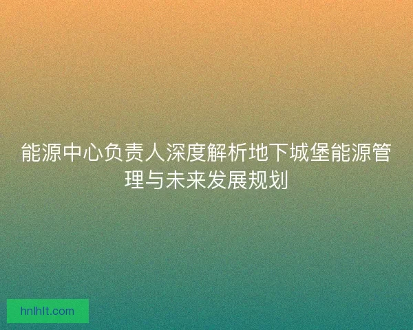 能源中心负责人深度解析地下城堡能源管理与未来发展规划