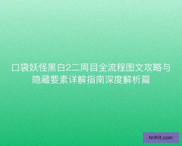 口袋妖怪黑白2二周目全流程图文攻略与隐藏要素详解指南深度解析篇